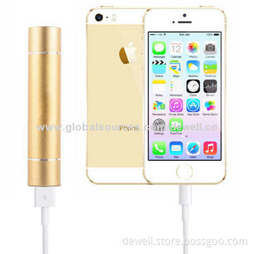 2,600mAh USB Mobile Battery Chargers with LED Flashlight, Metal Case, 100 Lumens, Samsung Battery